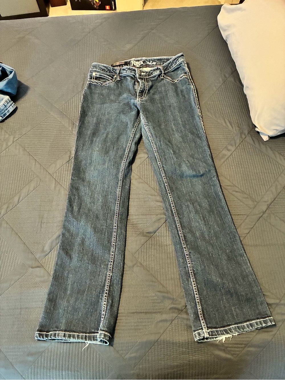 Women’s Mid-Rise Flare Jeans in Dark Blue Denim